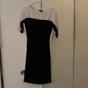 Chaps Black and Cream Midi Dress